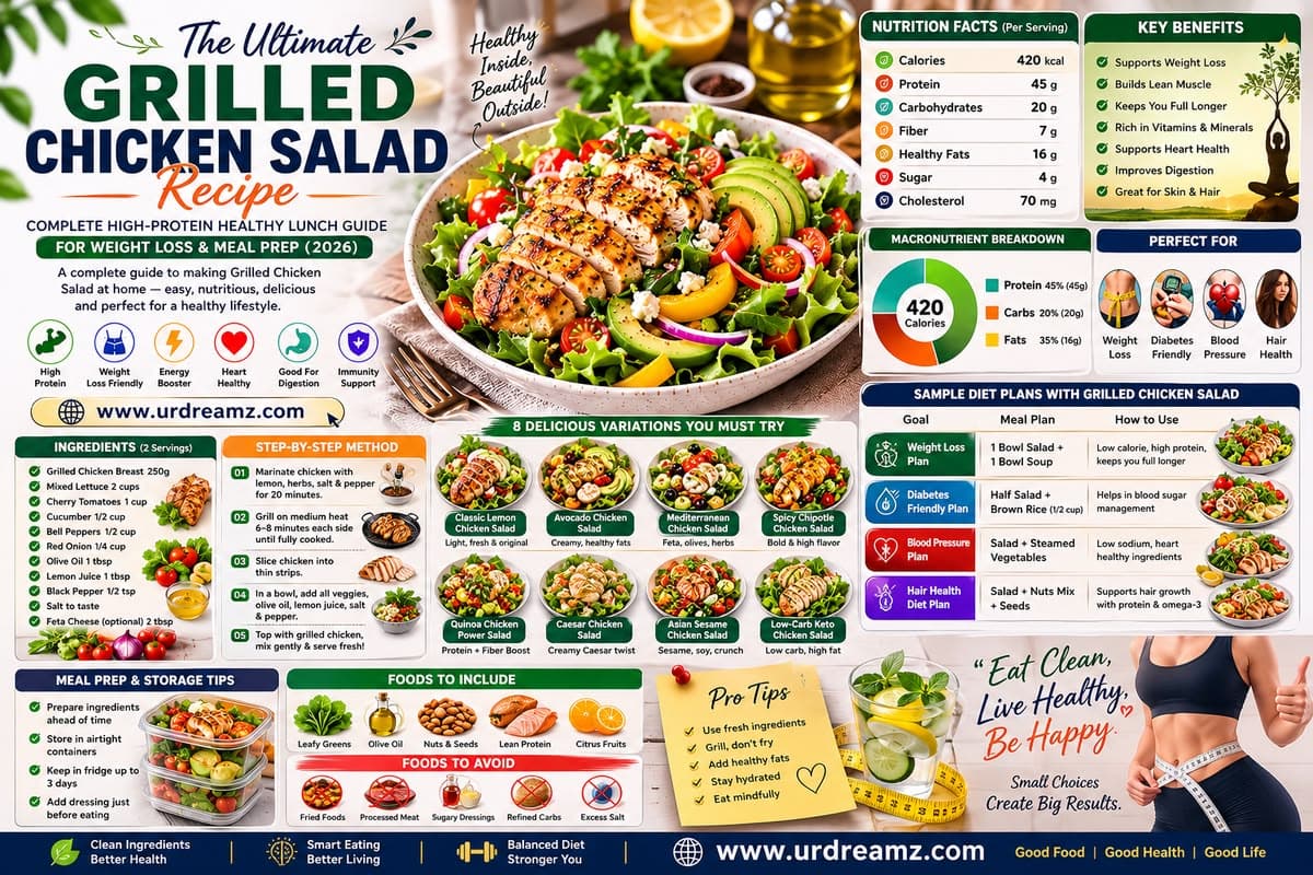 Grilled Chicken Salad Recipe: Complete High-Protein Healthy Lunch Guide for Weight Loss and Meal Prep (2026)