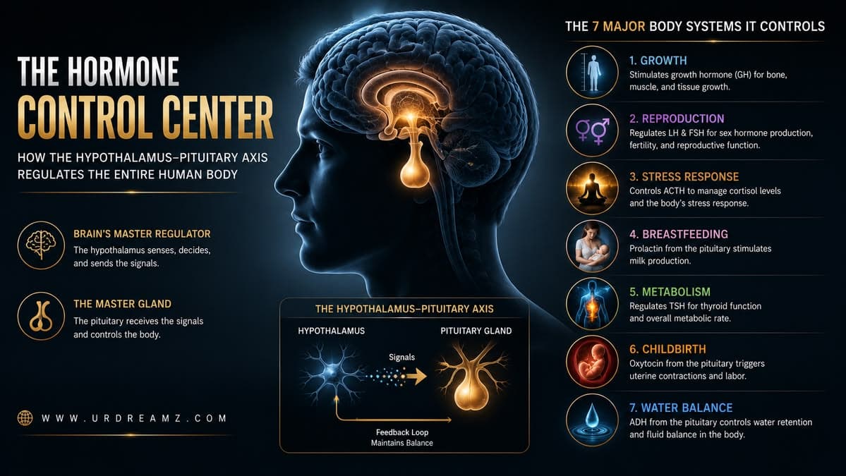 The Hormone Control Center: How the Hypothalamus–Pituitary Axis Regulates the Entire Human Body