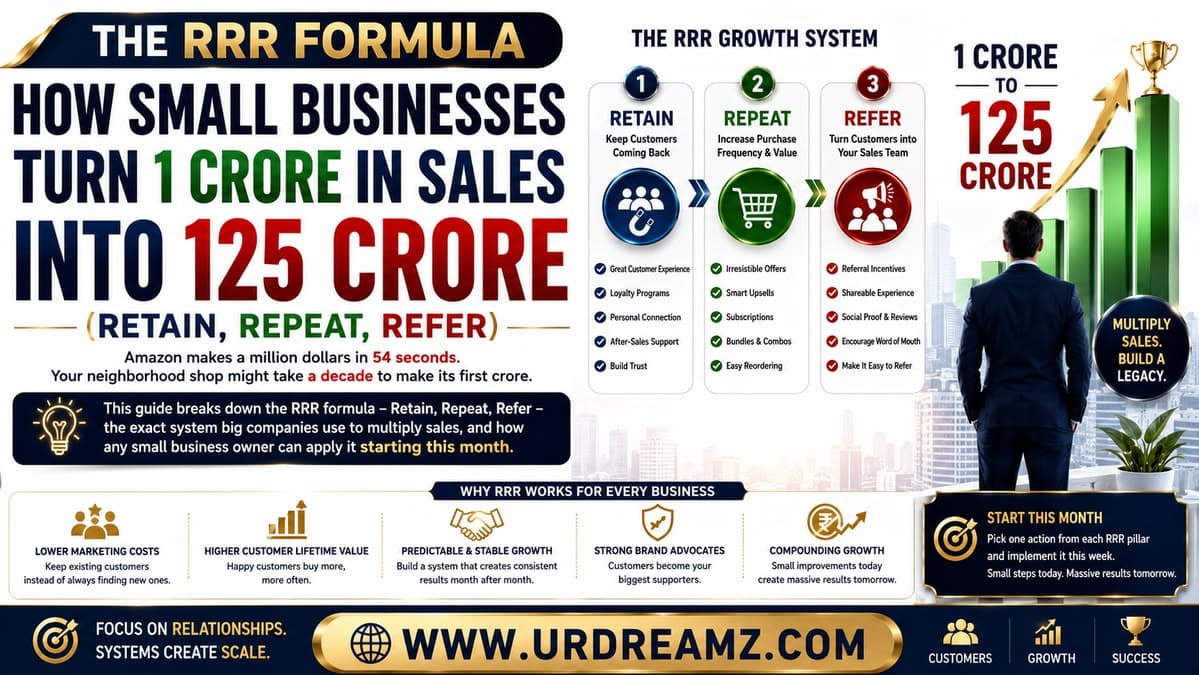 The RRR Formula: How Small Businesses Turn 1 Crore in Sales Into 125 Crore (Retain, Repeat, Refer)
