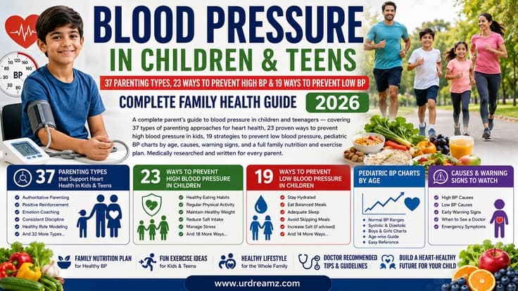 Blood Pressure in Children & Teens: 37 Parenting Types, 23 Ways to Prevent High BP & 19 Ways to Prevent Low BP — Complete Family Health Guide 2026