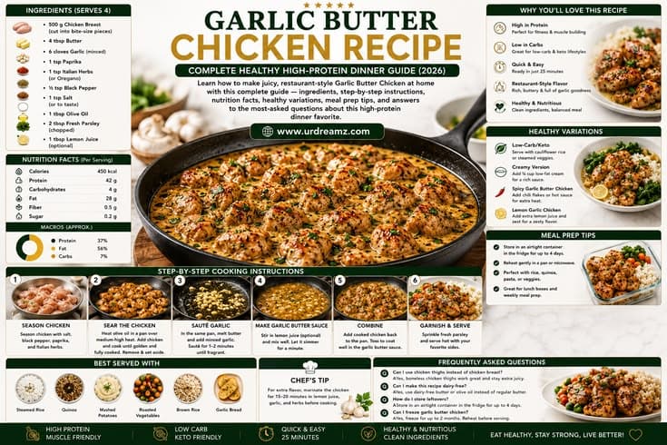 Garlic Butter Chicken Recipe: Complete Healthy High-Protein Dinner Guide (2026)
