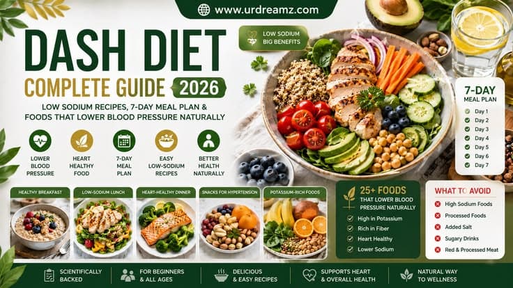 DASH Diet Complete Guide 2026: Low Sodium Recipes, 7-Day Meal Plan & Foods That Lower Blood Pressure Naturally