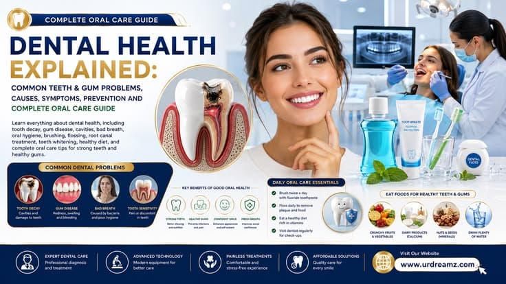 Dental Health Explained: Common Teeth & Gum Problems, Causes, Symptoms, Prevention and Complete Oral Care Guide