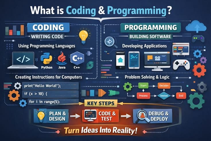 Coding and Programming Complete Guide 2026 – For Beginners, Students, and Professionals