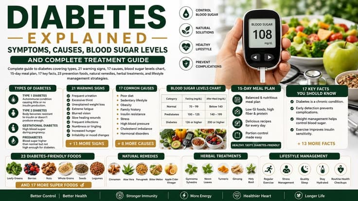 Diabetes Explained: Symptoms, Causes, Blood Sugar Levels and Complete Treatment Guide
