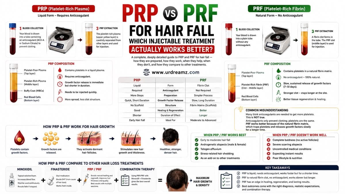 PRP vs PRF for Hair Fall: Which Injectable Hair Loss Treatment Actually Works Better?