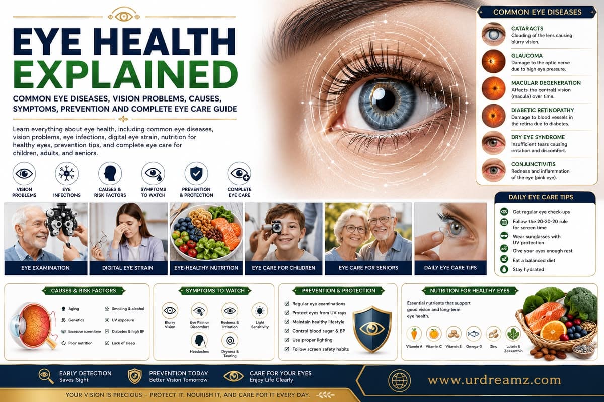 Eye Health Explained: Common Eye Diseases, Vision Problems, Causes, Symptoms, Prevention and Complete Eye Care Guide
