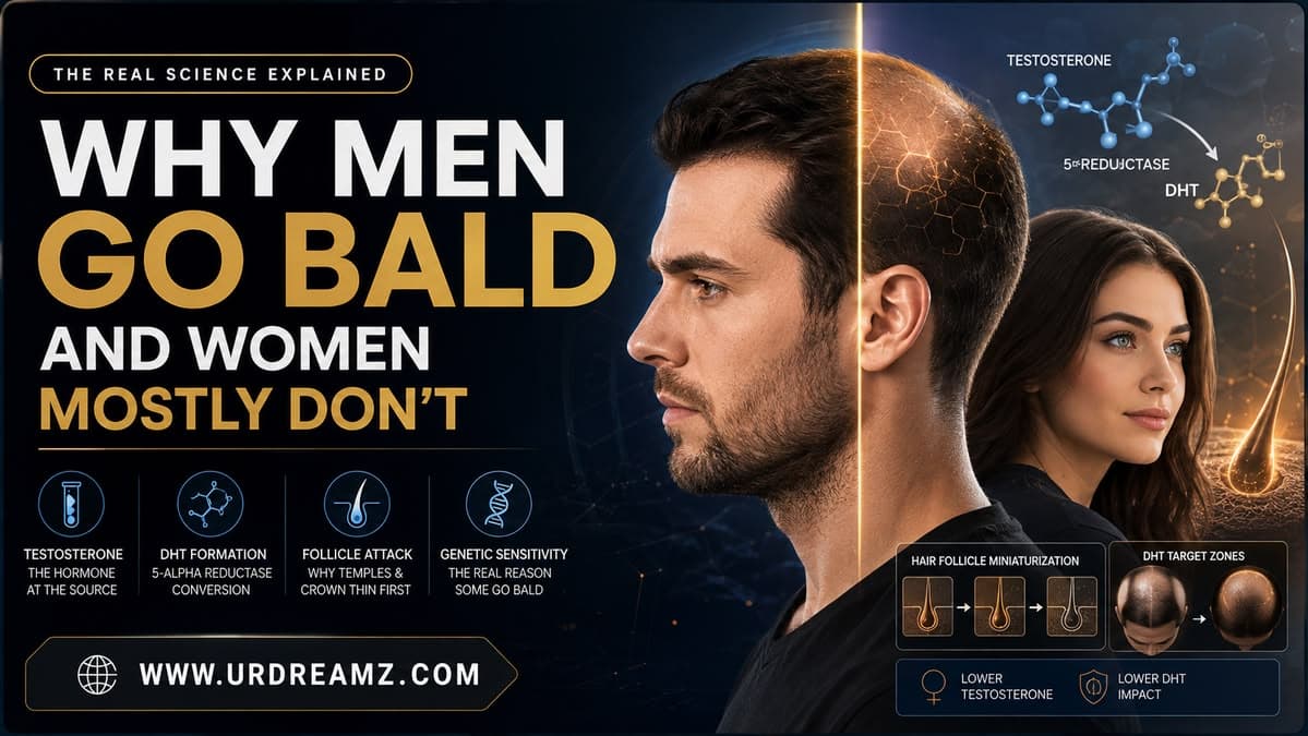 Why Men Go Bald and Women Mostly Don't: The Real Testosterone-to-DHT Story Behind Hair Loss