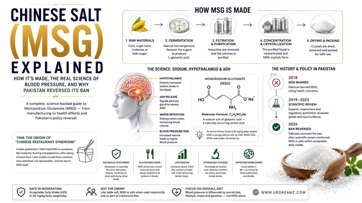 Chinese Salt (MSG) Explained: How It's Made, the Real Science of Blood Pressure, and Why Pakistan Reversed Its Ban