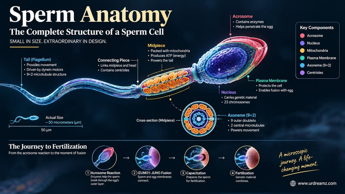 Sperm Anatomy and the Complete Microscopic Journey to Fertilization : The Smallest Delivery Truck in the Human Body