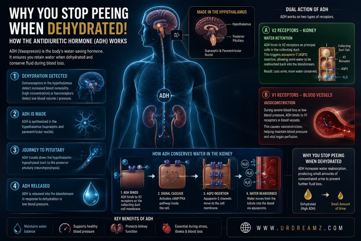 Why You Stop Peeing When Dehydrated! How The Antidiuretic Hormone (ADH) Works - secondary image
