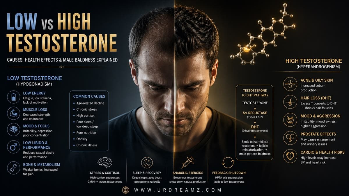 Low vs High Testosterone: Causes, Health Effects & Male Baldness Explained - secondary image