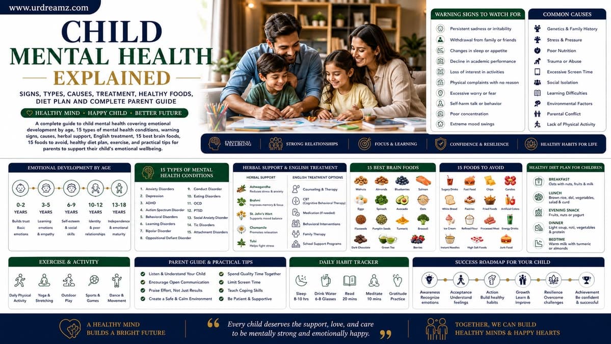 Child Mental Health Explained: Signs, Types, Causes, Treatment, Healthy Foods, Diet Plan and Complete Parent Guide