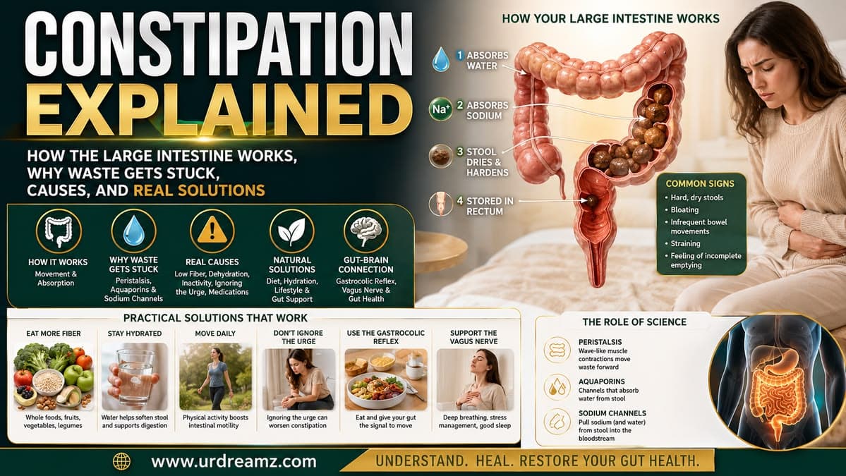 Constipation Explained: How the Large Intestine Works, Why Waste Gets Stuck, Causes, and Real Solutions
