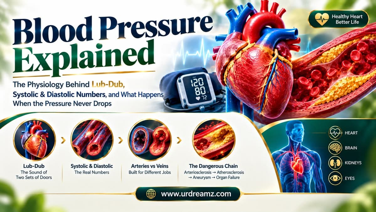Blood Pressure Explained: The Physiology Behind Lub-Dub, Systolic & Diastolic Numbers, and What Happens When the Pressure Never Drops