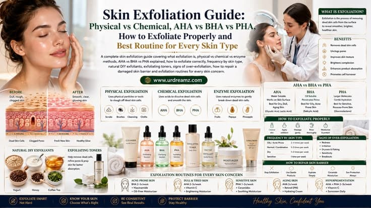 Skin Exfoliation Guide: Physical vs Chemical, AHA vs BHA vs PHA, How to Exfoliate Properly and Best Routine