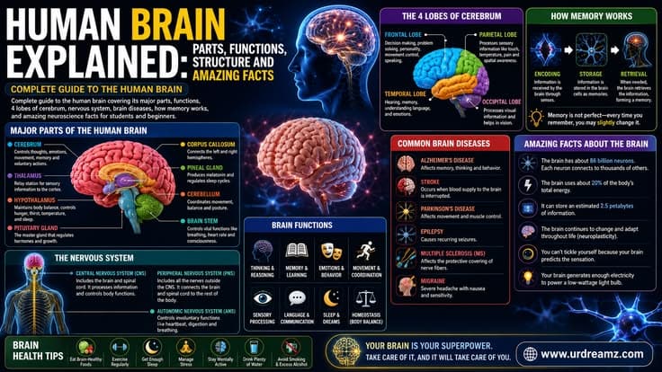 Human Brain Explained: Parts, Functions, Structure and Amazing Facts
