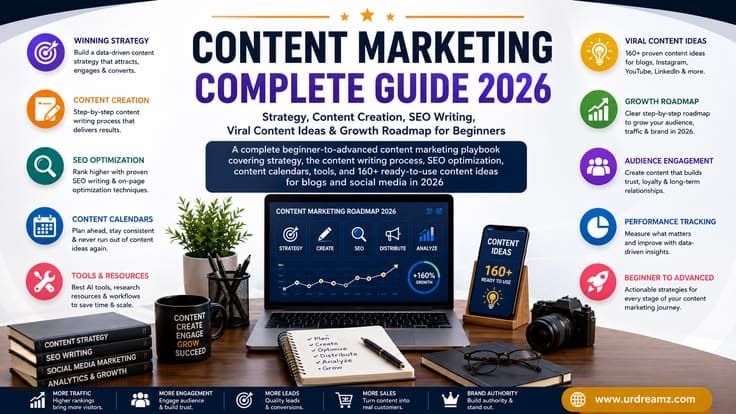 Content Marketing Complete Guide 2026: Strategy, Content Creation, SEO Writing, Viral Content Ideas & Growth Roadmap for Beginners