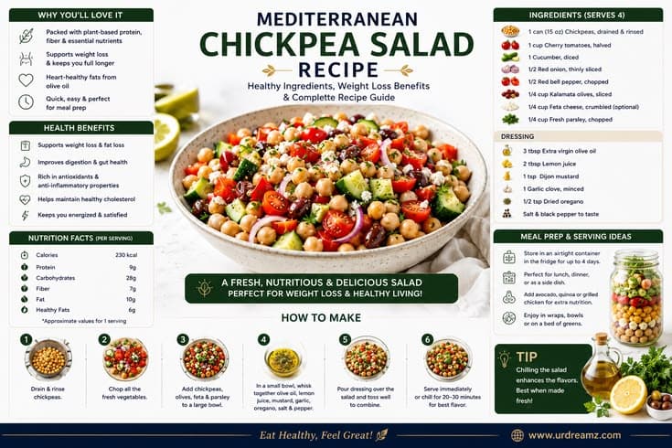 Mediterranean Chickpea Salad Recipe: Healthy Ingredients, Weight Loss Benefits and Complete Recipe Guide
