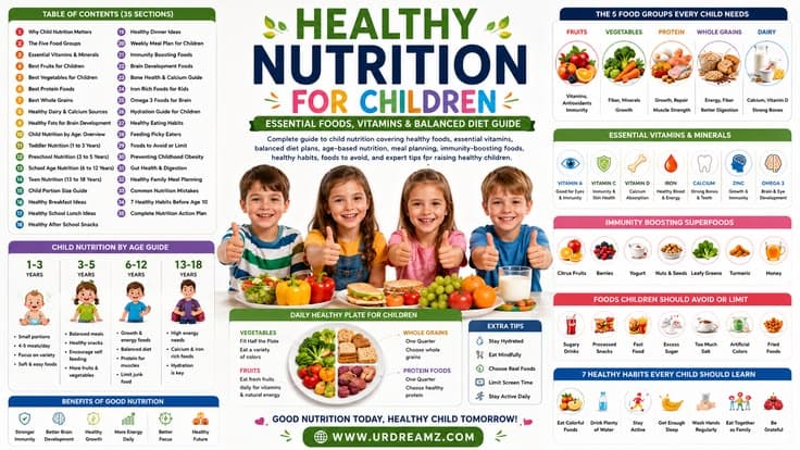 Healthy Nutrition for Children: Essential Foods, Vitamins and Balanced Diet Guide