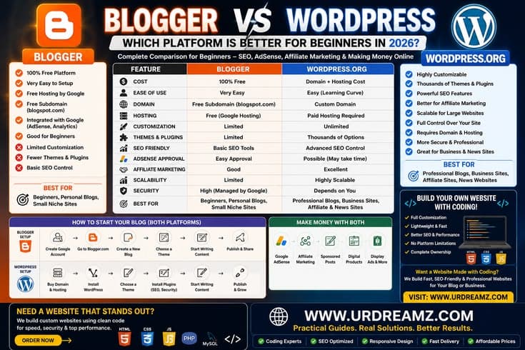 Blogger vs WordPress: Which Platform Is Better for Beginners in 2026?