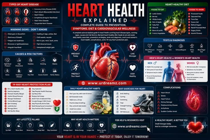 Heart Health Explained: Complete Guide to Prevention, Symptoms, Diet & Cardiovascular Wellness
