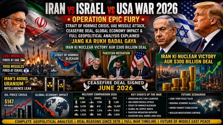 Iran vs Israel vs USA War 2026 — Operation Epic Fury, Strait of Hormuz Crisis, UAE Missile Attack, Ceasefire Deal, Global Economy Impact & Full Geopolitical Analysis Explained — Jang Ka Rukh Badal Gaya | Iran Ki Nuclear Victory Aur $300 Billion Deal