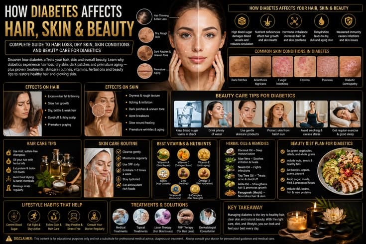 How Diabetes Affects Hair, Skin and Beauty: Complete Guide to Hair Loss, Dry Skin, Skin Conditions and Beauty Care for Diabetics