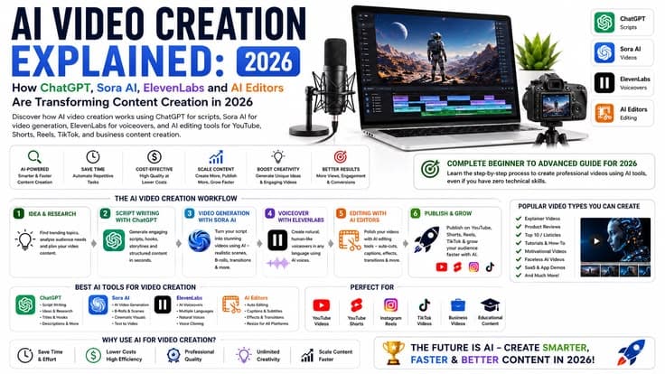 AI Video Creation Explained: How ChatGPT, Sora AI, ElevenLabs and AI Editors Are Transforming Content Creation in 2026