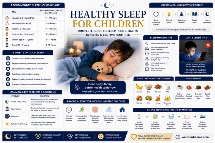 Healthy Sleep for Children: Complete Guide to Sleep Hours, Habits, Benefits and Bedtime Routines