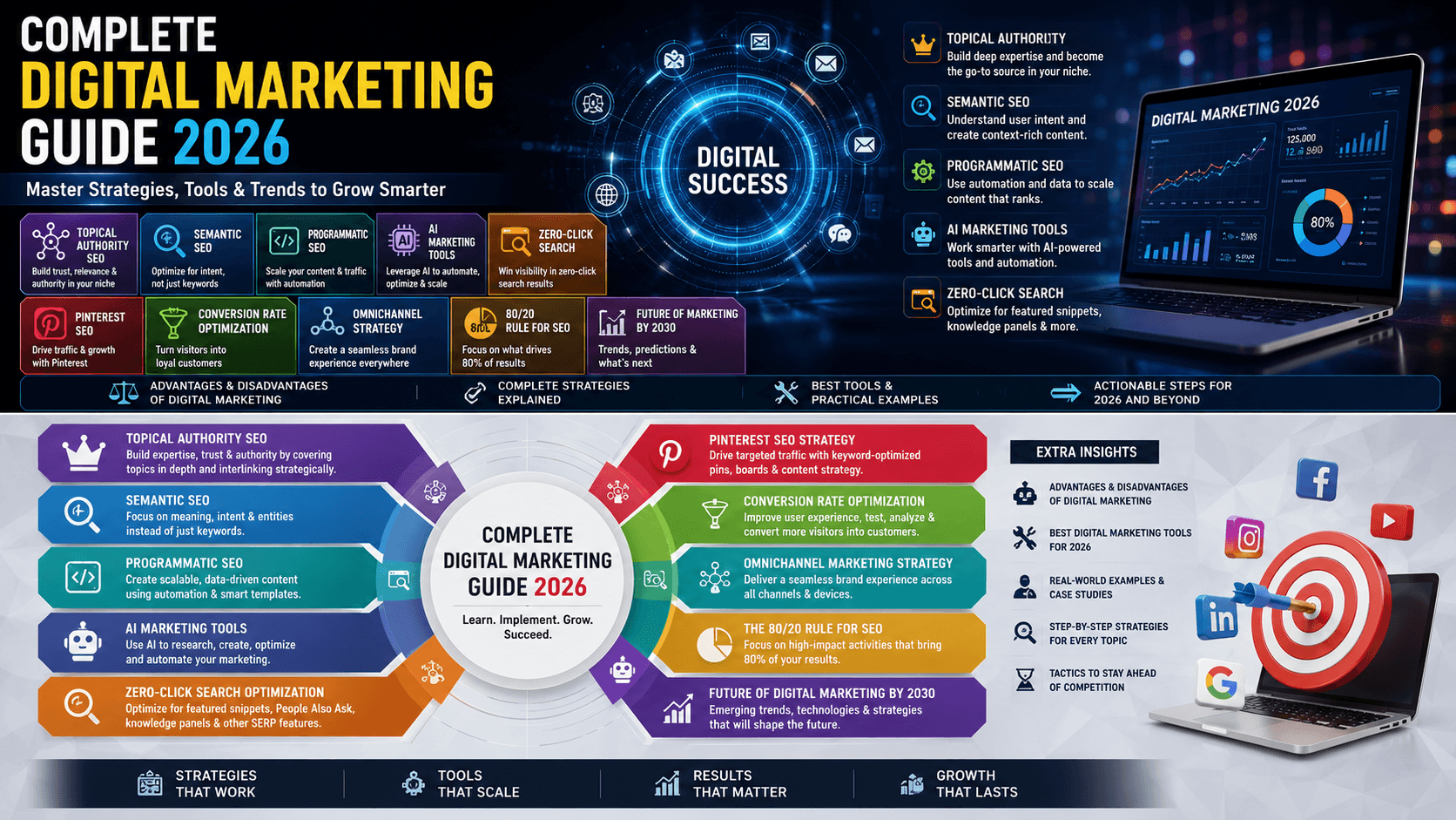 Complete Digital Marketing Guide 2026 — Topical Authority SEO, Semantic SEO, Programmatic SEO, AI Marketing Tools, Zero-Click Search Optimization, Pinterest SEO, Conversion Rate Optimization & Omnichannel Strategy Explained